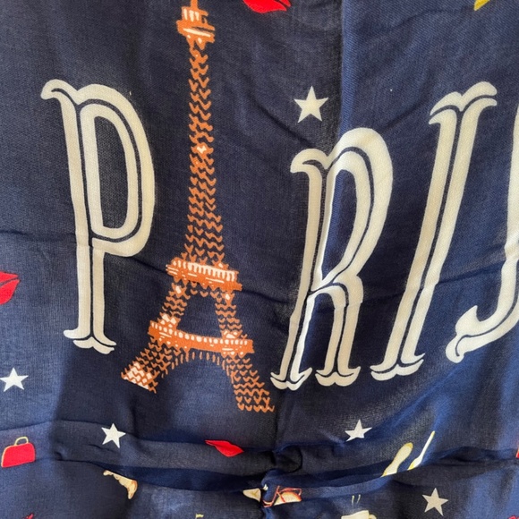 NWT Talbots Parisian Blue & Red Women’s Scarf Wrap Eiffel Tower, NWT - Picture 2 of 7